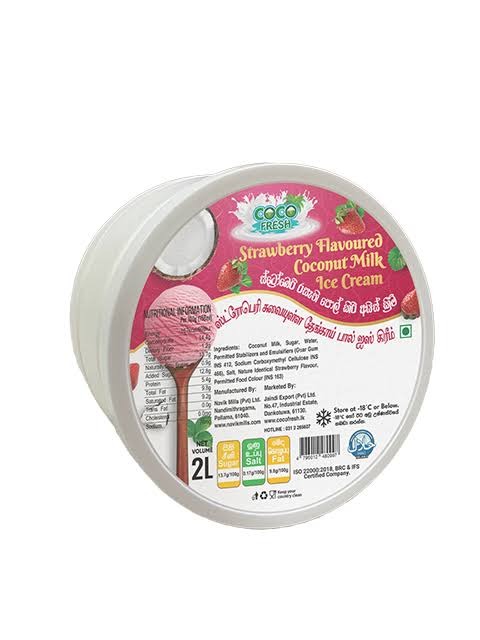 Coco Fresh Strawberry Flavoured Coconut Milk Ice Cream 2L